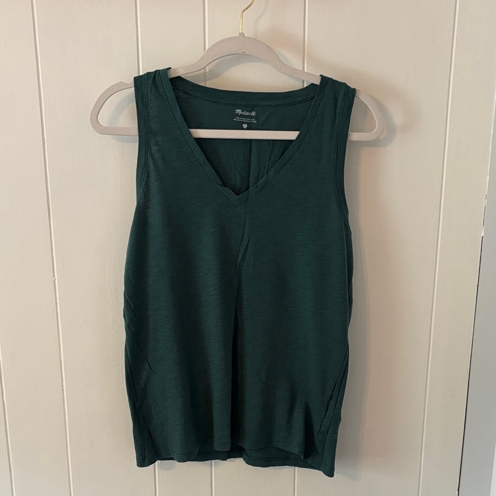Madewell Deep Green V-Neck Tank Top
